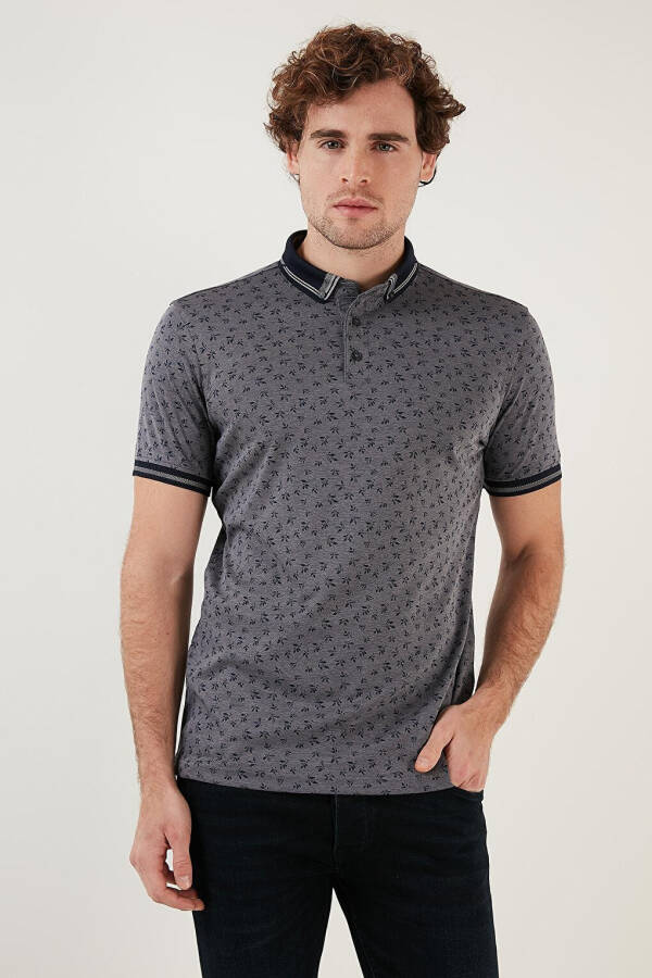 Lacivert Pamuk Karışımlı Desenli Slim Fit Polo Tişört 646B3280-Lacivert - 12