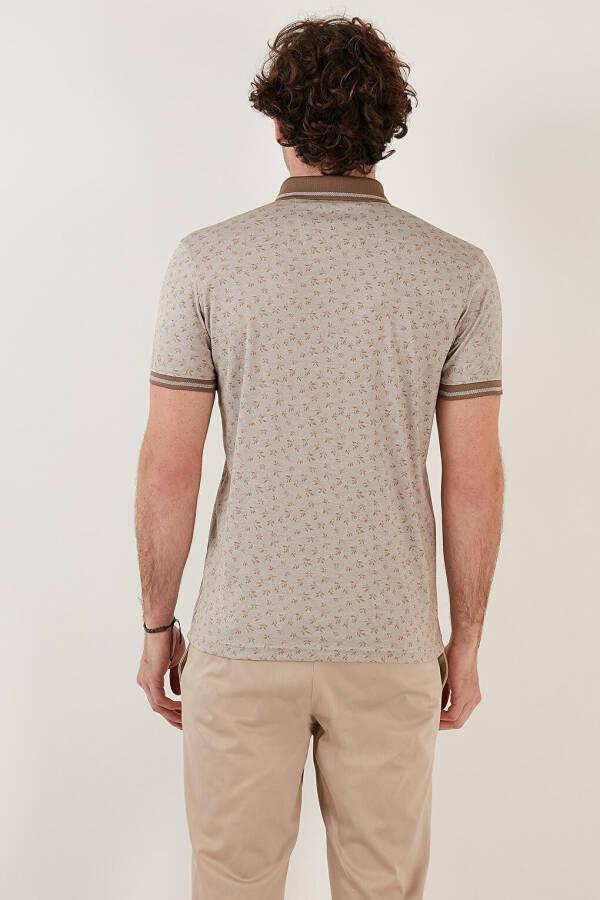 Bej Pamuk Karışımlı Desenli Slim Fit Polo Tişört 646B3280-Bej - 15