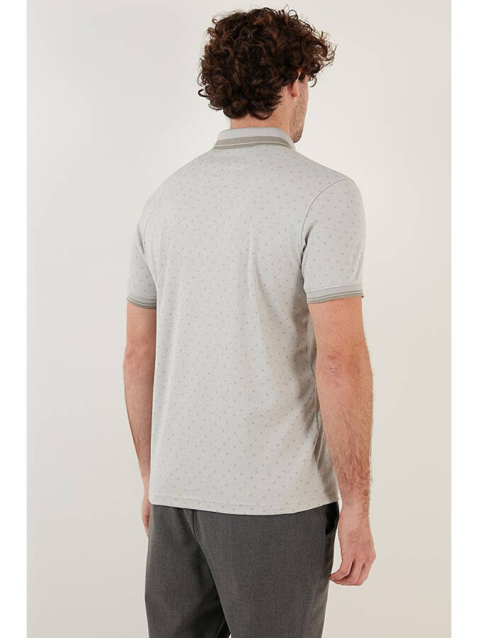 Gri Pamuk Karışımlı Desenli Slim Fit Polo Tişört 646B3250-Gri - 5