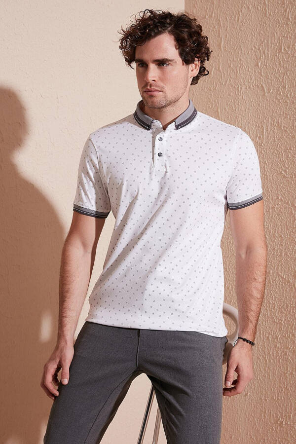 Pamuk Karışımlı Desenli Slim Fit Polo Tişört 646B3250 - 12