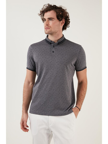 Lacivert Pamuk Karışımlı Desenli Slim Fit Polo Tişört 646B3250-Lacivert - 6