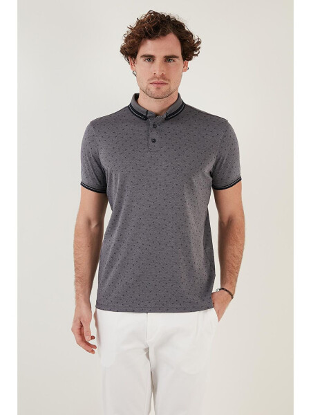 Lacivert Pamuk Karışımlı Desenli Slim Fit Polo Tişört 646B3250-Lacivert - 7