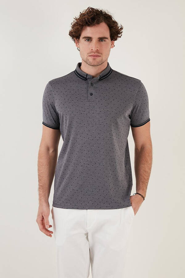 Lacivert Pamuk Karışımlı Desenli Slim Fit Polo Tişört 646B3250-Lacivert - 12