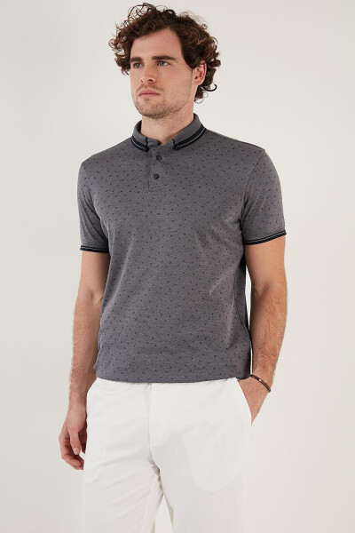 Lacivert Pamuk Karışımlı Desenli Slim Fit Polo Tişört 646B3250-Lacivert - 13