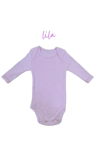 Pamuk Penye Çıtçıtlı Yenidoğan ve Bebek Uzun kollu Fitilli Body-UKlila 