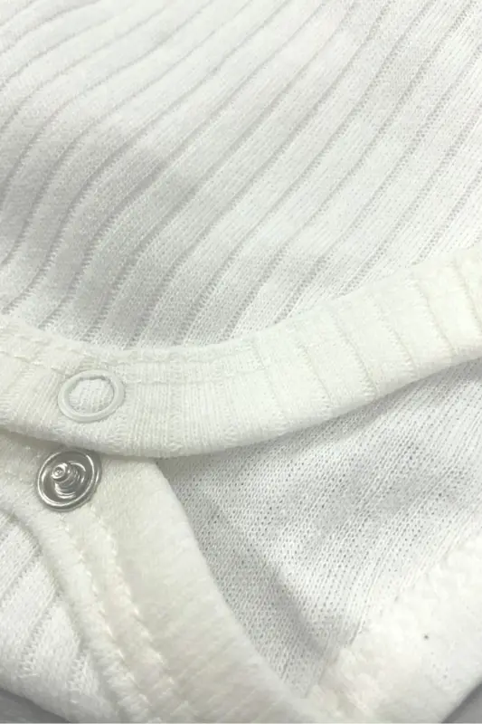 Pamuk Penye Çıtçıtlı Yenidoğan ve Bebek Uzun kollu Fitilli Body-UKlila - 3