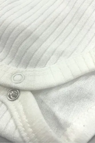 Pamuk Penye Çıtçıtlı Yenidoğan ve Bebek Uzun kollu Fitilli Body-UKmavi - 3