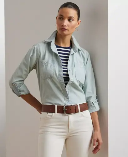 Cotton Chambray Shirt - Chambray - 1