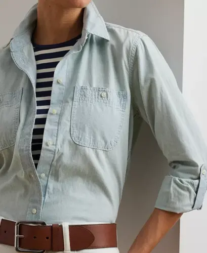 Cotton Chambray Shirt - Chambray - 3