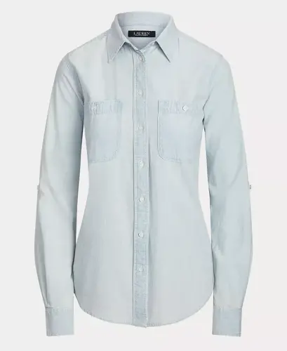Cotton Chambray Shirt - Chambray - 5