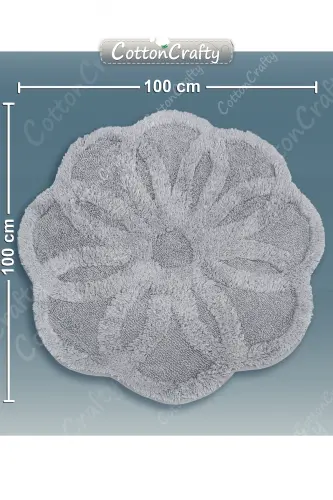 Pamuk Tafting Su Emici Banyo Paspası, Banyo Halısı Lotus 100 X 100 Cm Gri-Gri - 4