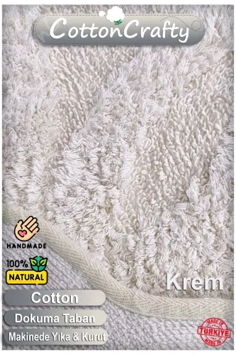 Pamuk Tafting Su Emici Banyo Paspası, Banyo Halısı LOTUS 120x120 CM KREM-Krem - COTTON CRAFTY (1)