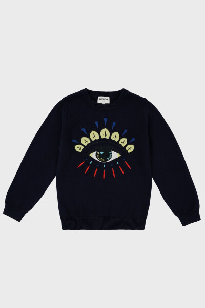 Pamuk ve Kaşmir Karışımlı Çocuk Kazak K25725 868 SWEAT K25725/868 ELECTRIC BLUE - LACİVERT - 4