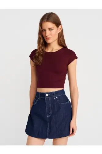 Pamuk ve Modal Karışımlı Crop Top-Brd-Çok Renkli - DILVIN (1)