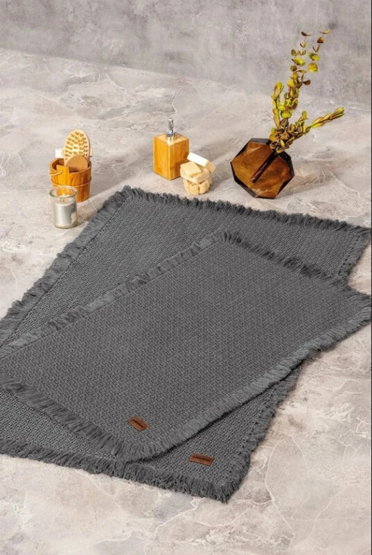 Cotton Box Bath Rug Set Antrasit 2'li 75x125 60x90 - NEVRESIMDUNYASI