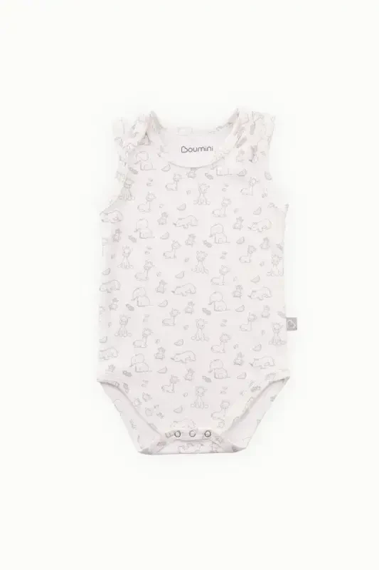 Pamuklu Bebek Çıtçıtlı Atlet Body Zürafa Krem-Zürafa - 2