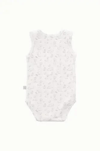 Pamuklu Bebek Çıtçıtlı Atlet Body Zürafa Krem-Zürafa - 3