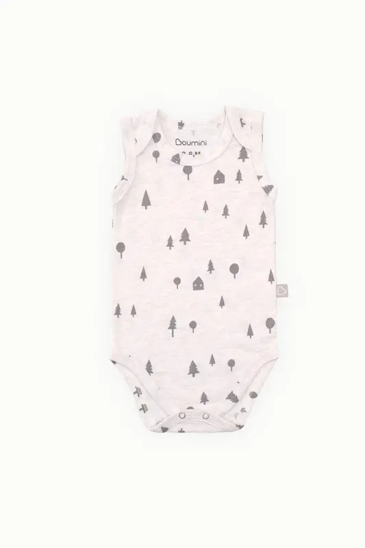Pamuklu Bebek Çıtçıtlı Atlet Süprem Body Çam Ormanı Bej-Gri - 2
