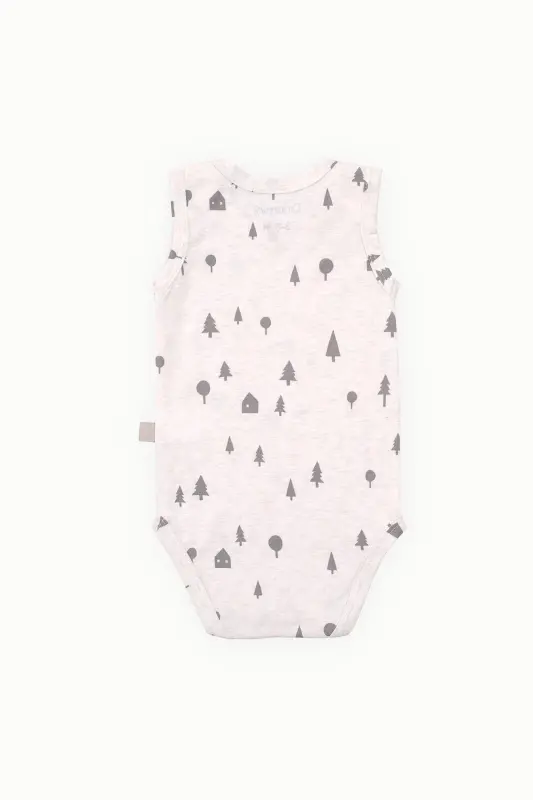 Pamuklu Bebek Çıtçıtlı Atlet Süprem Body Çam Ormanı Bej-Gri - 3