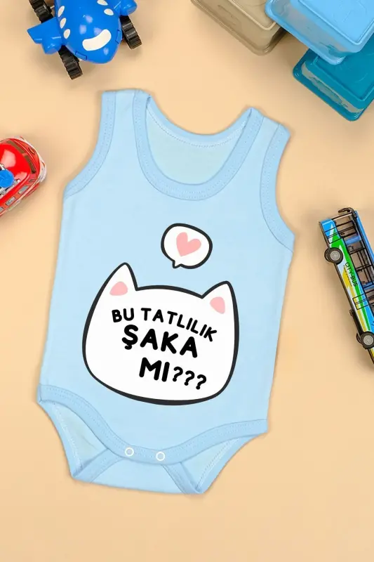 Pamuklu Bu Tatlılık Şaka Mı Baskılı Çıtçıt Body Zıbın-BEBEMAVİ - 5