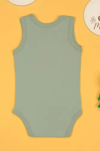 Pamuklu Bu Tatlılık Şaka Mı Baskılı Çıtçıt Body Zıbın-Haki - 3