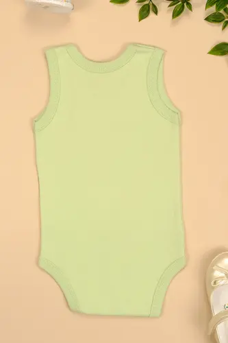 Pamuklu Bu Tatlılık Şaka Mı Baskılı Çıtçıt Body Zıbın - Yeşil - 2