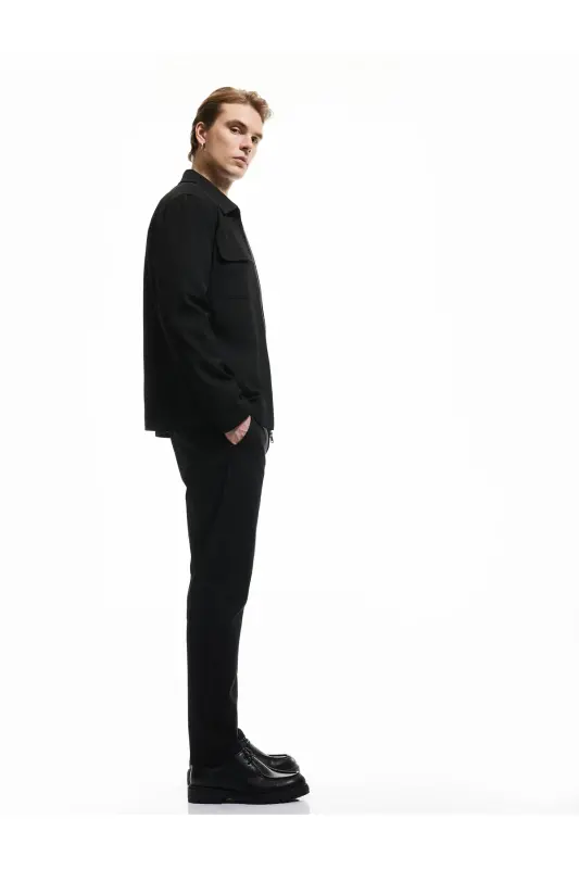 Pamuklu Cep Detaylı Slim Fit Chino Pantolon-Siyah - KOTON