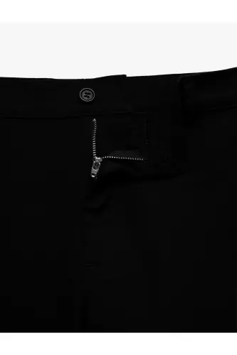 Pamuklu Cep Detaylı Slim Fit Chino Pantolon-Siyah - 6