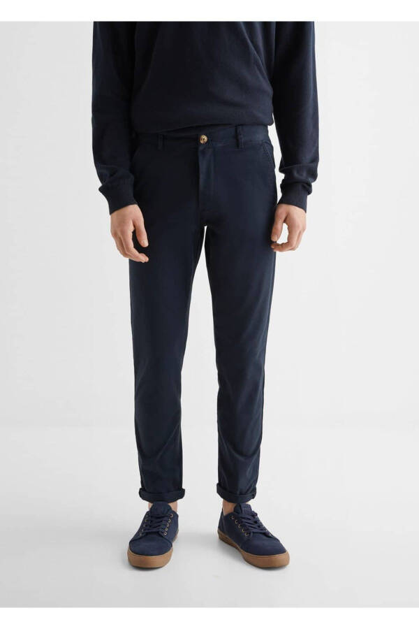 Pamuklu Chino Pantolon-Lacivert - 5