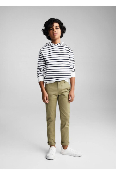 Pamuklu chino pantolon - Zeytin Yeşili - MANGO KIDS (1)