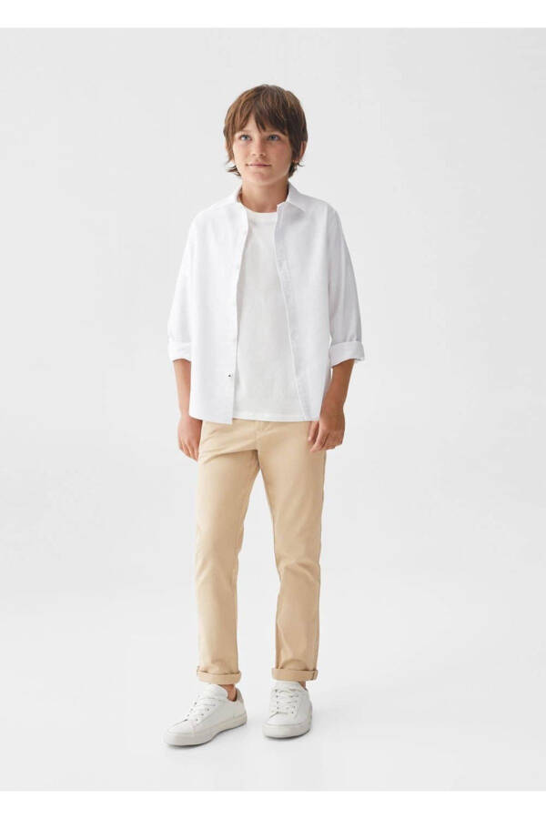 Pamuklu chino pantolon - Bej - 2