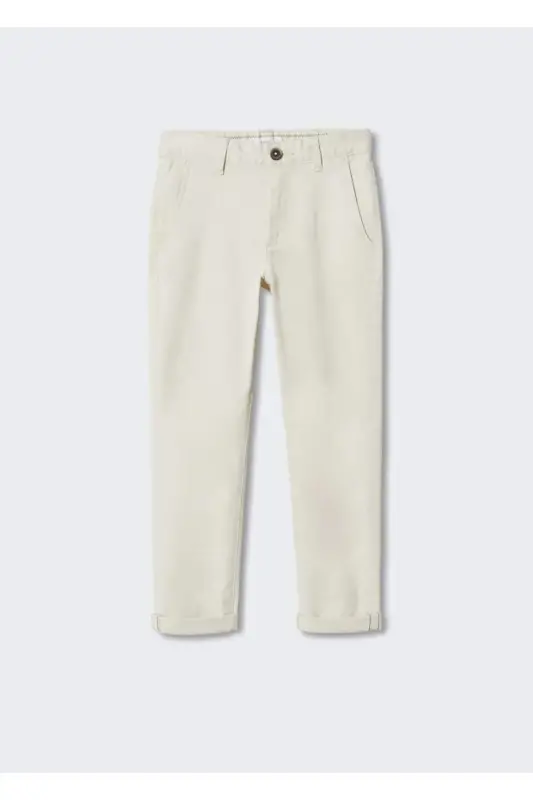 Pamuklu Chino Pantolon-Fildişi Rengi - 3