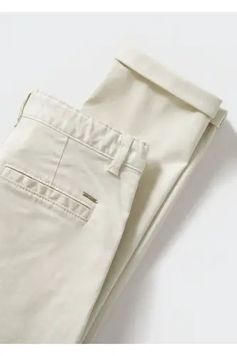 Pamuklu Chino Pantolon-Fildişi Rengi - 6