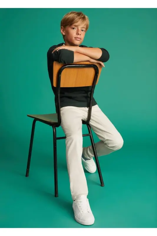 Pamuklu Chino Pantolon-Fildişi Rengi - MANGO KIDS