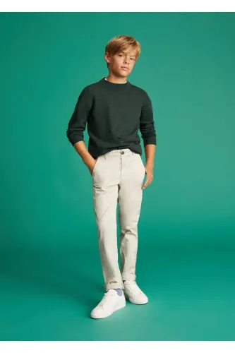 Pamuklu Chino Pantolon-Fildişi Rengi - MANGO KIDS (1)