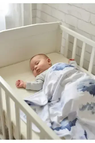 Pamuklu Çift Katlı Penye Kız-erkek Yenidoğan/bebek Kundak Battaniye 75x90 Cm/gökyüzü-MAVİ - 1