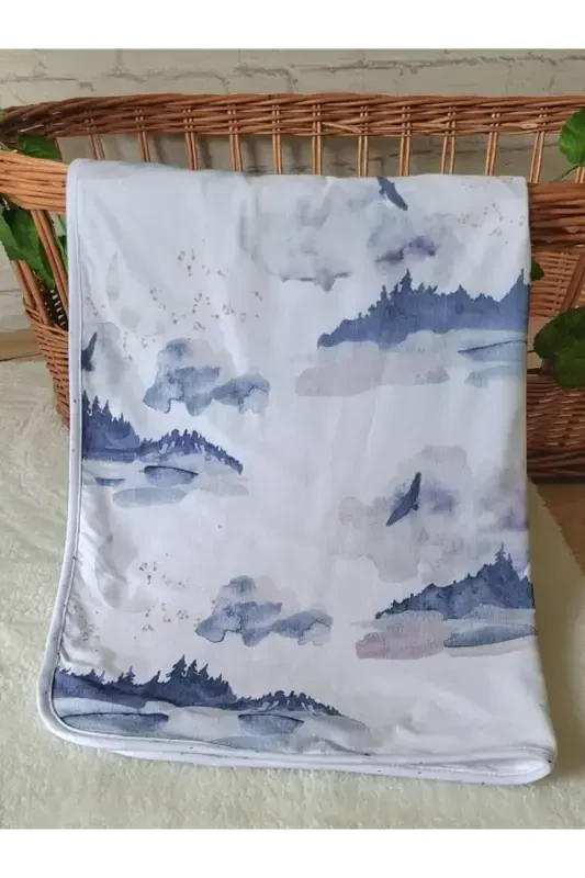 Pamuklu Çift Katlı Penye Kız-erkek Yenidoğan/bebek Kundak Battaniye 75x90 Cm/gökyüzü-MAVİ - 3