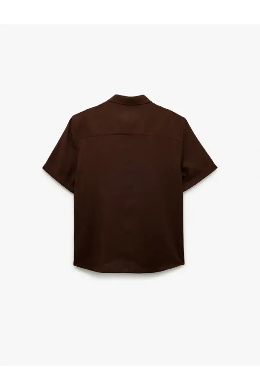Pamuklu Düğmeli Regular Fit Kısa Kollu Gömlek-Koyu Kahve - 2