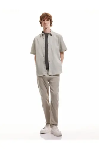Pamuklu Straight Fit Gabardin Pantolon - Gri 