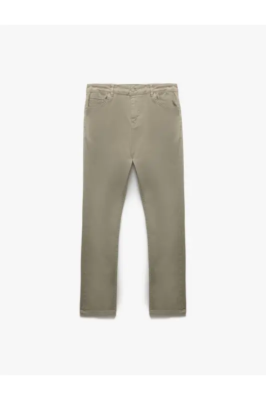 Pamuklu Straight Fit Gabardin Pantolon - Gri - 3