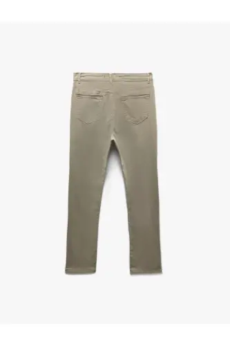 Pamuklu Straight Fit Gabardin Pantolon - Gri - 4