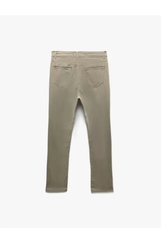 Pamuklu Straight Fit Gabardin Pantolon - Gri - 4