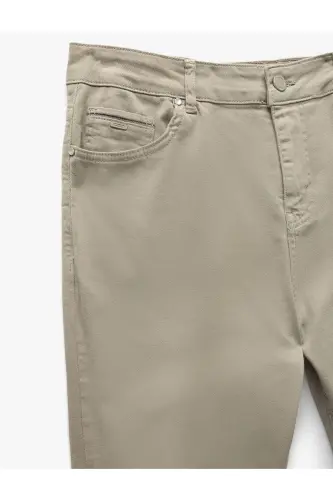 Pamuklu Straight Fit Gabardin Pantolon - Gri - 6