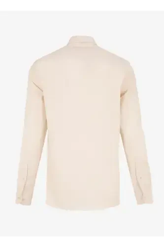 Slim Fit Düğmeli Yaka Bej Erkek Gömlek ACE202510303_GÖMLEK PAR DY-Bej - ALTINYILDIZ CLASSICS (1)