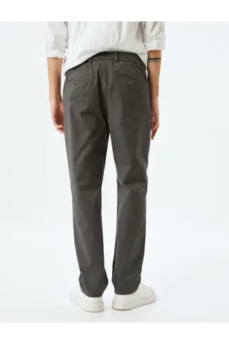 Pamuklu Gabardin Cep Detaylı Chino Pantolon-Antrasit - 4