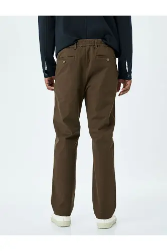 Pamuklu Gabardin Cep Detaylı Chino Pantolon-Kahve - 4