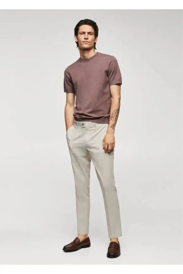 Pamuklu hafif pantolon-Açık/Pastel Gri - 2