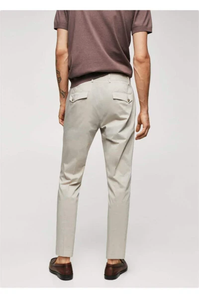 Pamuklu hafif pantolon-Açık/Pastel Gri - 4