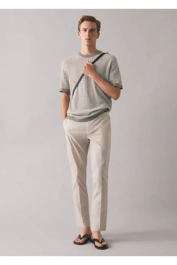 Pamuklu hafif pantolon-Açık/Pastel Gri - 6