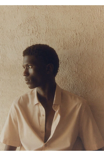 Pamuklu hafif tişört-Bej - 8